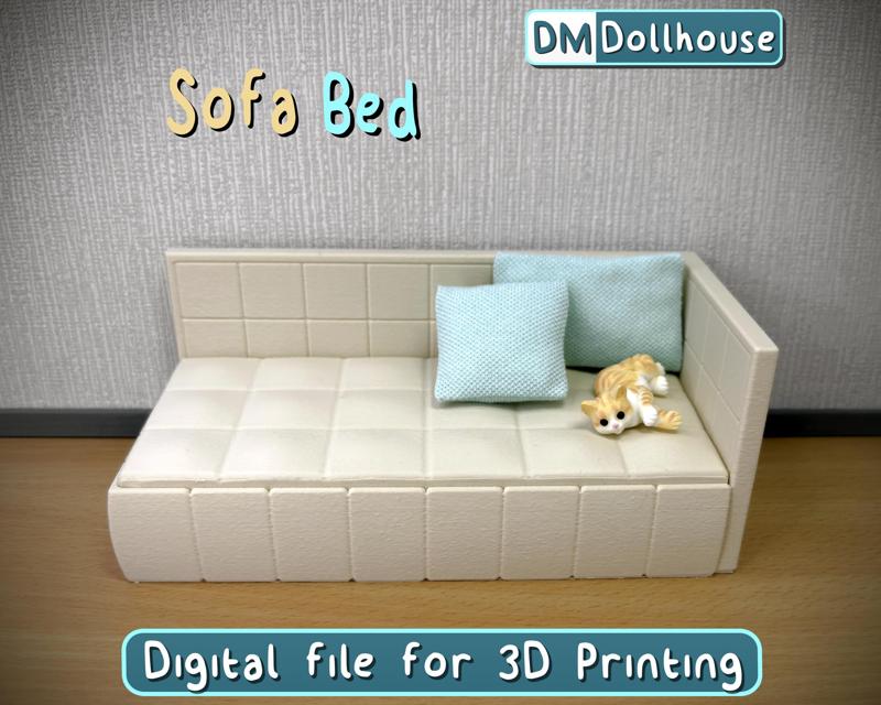 Miniature Corner Sofa Bed - 1:12 Scale Dollhouse Furniture