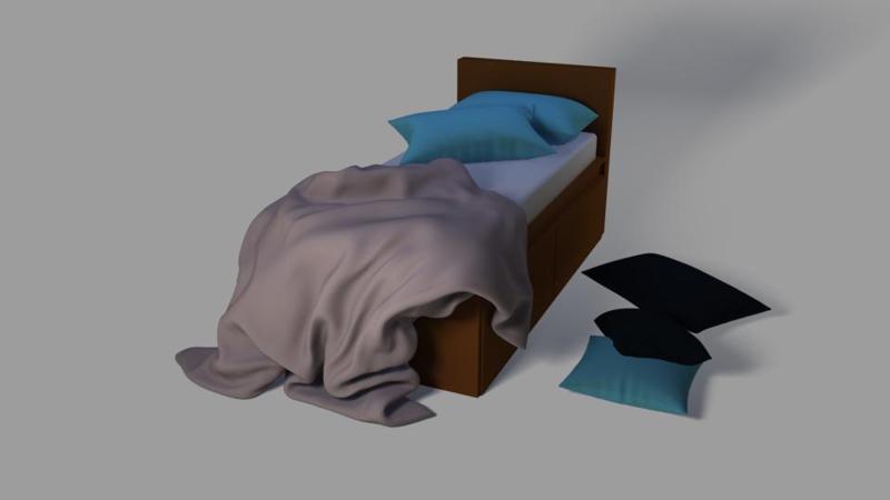 single bed and Pillows