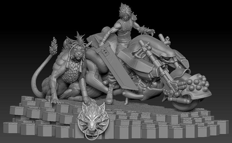 Cloud Strife Hardy Daytona Final Fantasy 7 - Diorama