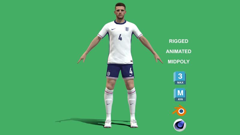 3D Rigged Declan Rice England Euro 2024