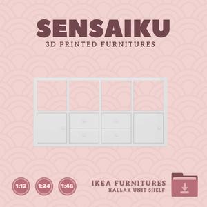 Miniature Replica KALLAX Shelf Unit with Drawers and Doors for Miniature Dollhouse - IKEA (1:12,24,48) - 3D Print Instant Download