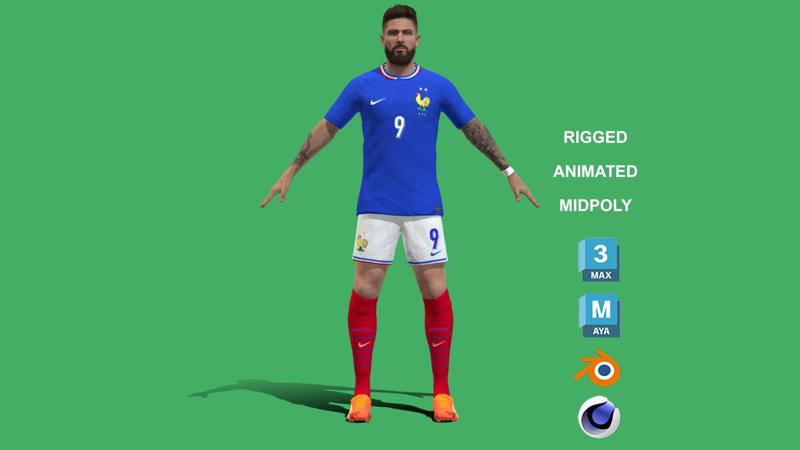 3D Rigged Olivier Giroud France Euro 2024