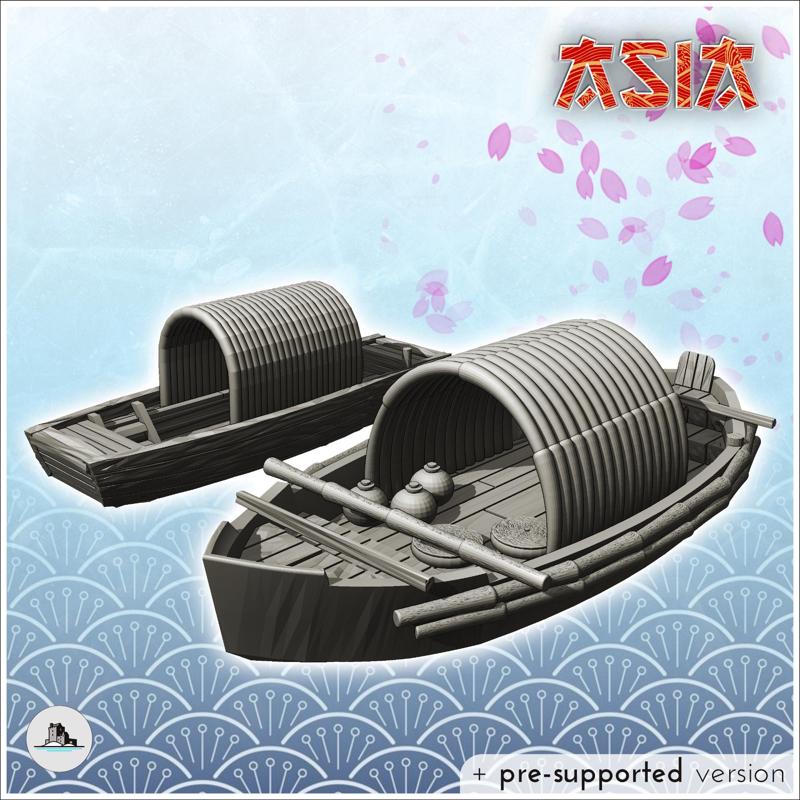 Set of two smapan asians traditionnals boats - Medieval Asia Feudal Asian Traditionnal Ninja Oriental
