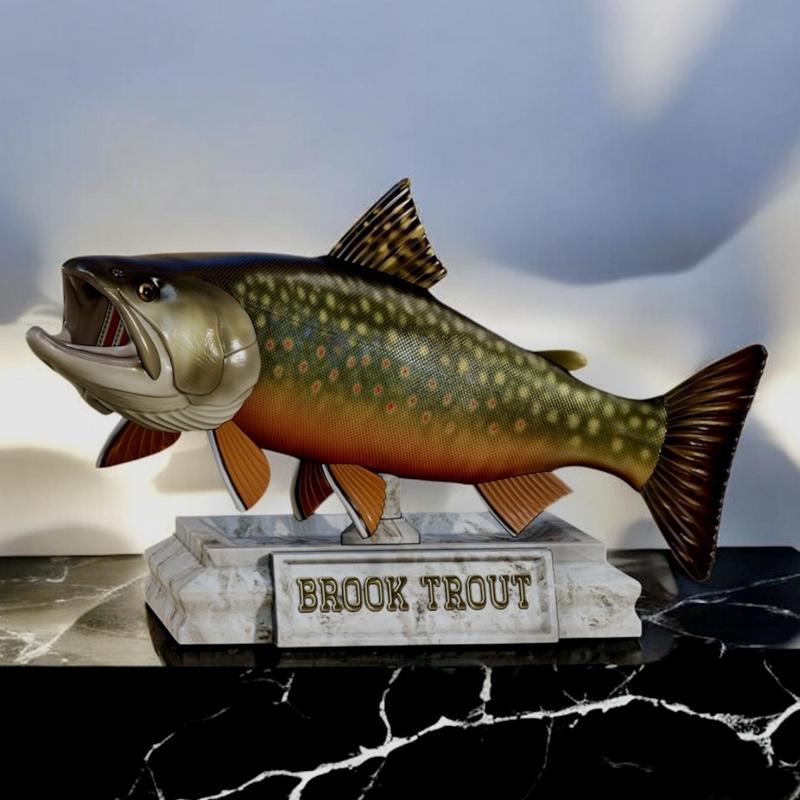 fish brook trout / Salvelinus fontinalisin trophy statue detailed texture for 3d printing