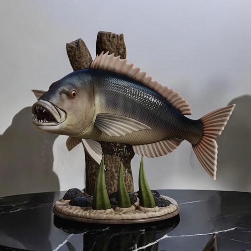 fish Common dentex / dentex dentex fish in motion sculpture underwater detailed texture for 3d printing