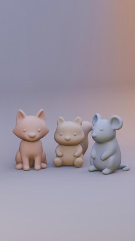 Forest Whimsy Critters – Fox, Rat & Squirrel | Cute Woodland Miniature STL Set for Dioramas & Fantasy Scenes