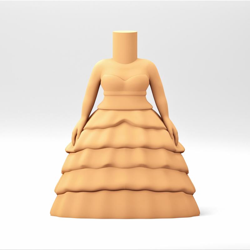 Stylized Chibi / POP Female Body STL | 3D Print File | A big puffy wedding dress. WB_14