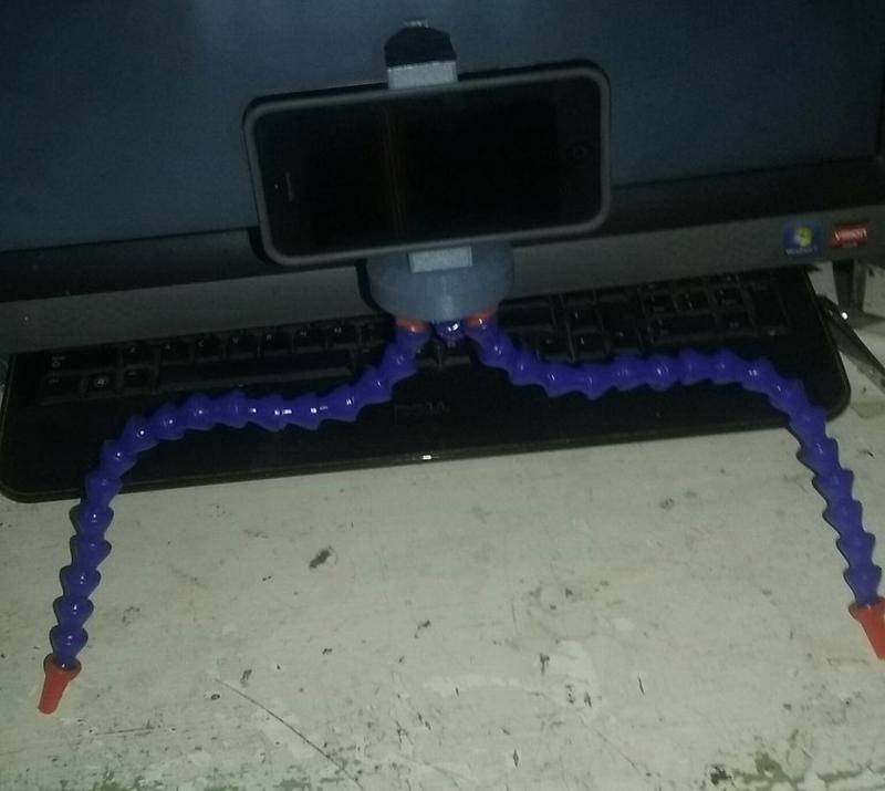 Helping hands phone tripod mount with flexible coolant pipe legs