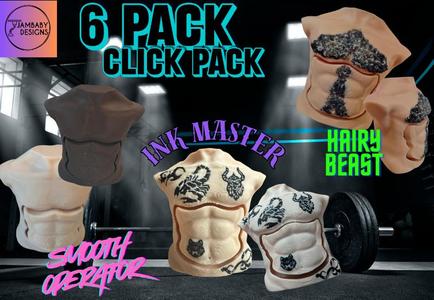 6 Pack Click Pack-- Abs Clicker Fidget Keychains