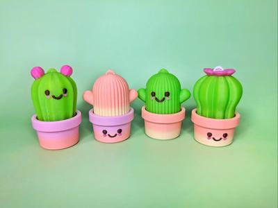 Kawaii Cactus Keychain with Hidden Clicker
