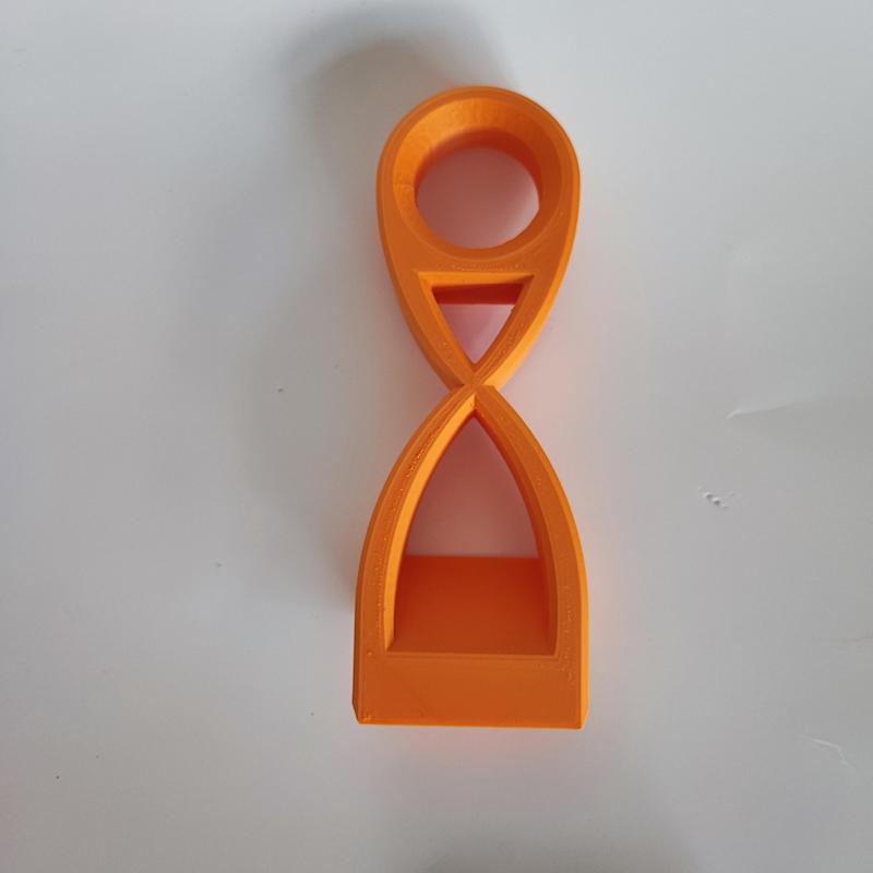 Hourglass sand timer shaped balanced bottle holder