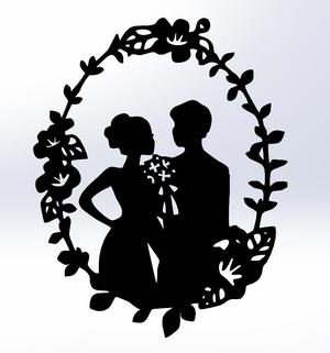 Bridal Bliss – Line Art of Couple Surrounded by Flowers
