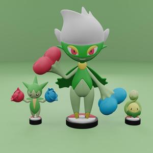 Pokemon No. 315, 406, 407 Roselia, Budew, Roserade