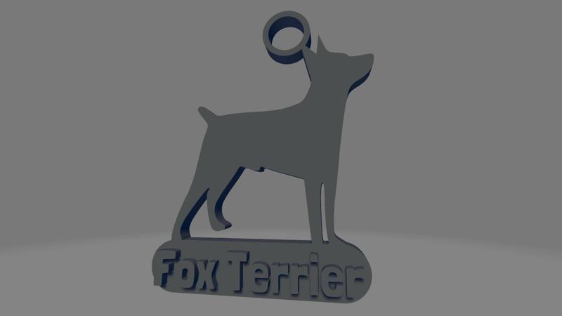 Fox Terrier silhouette with letters keychain