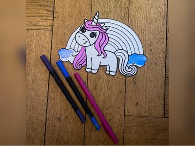 Rainbow Unicorn Coloring Page