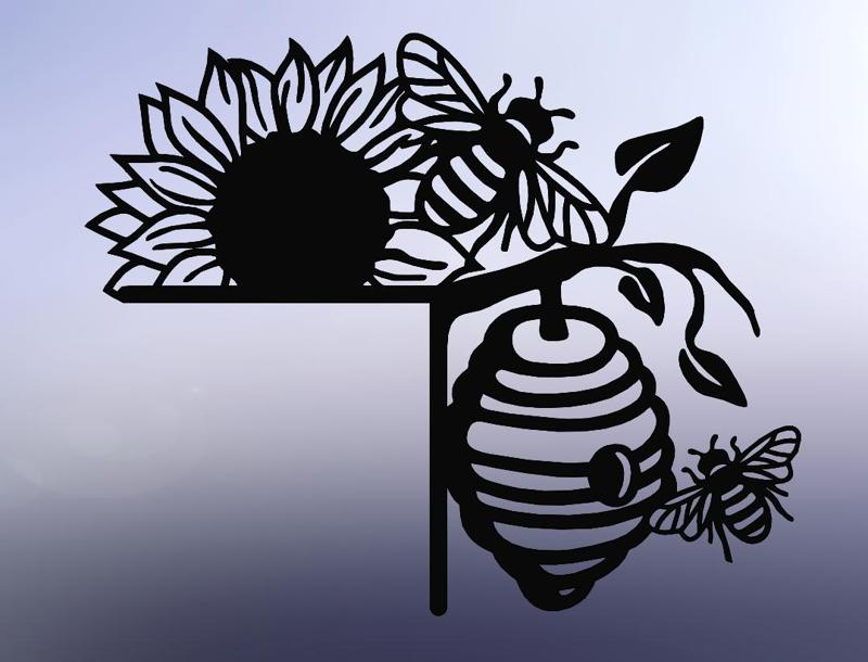 Sunflower, Bees, and Hives - Corner Door Decoration