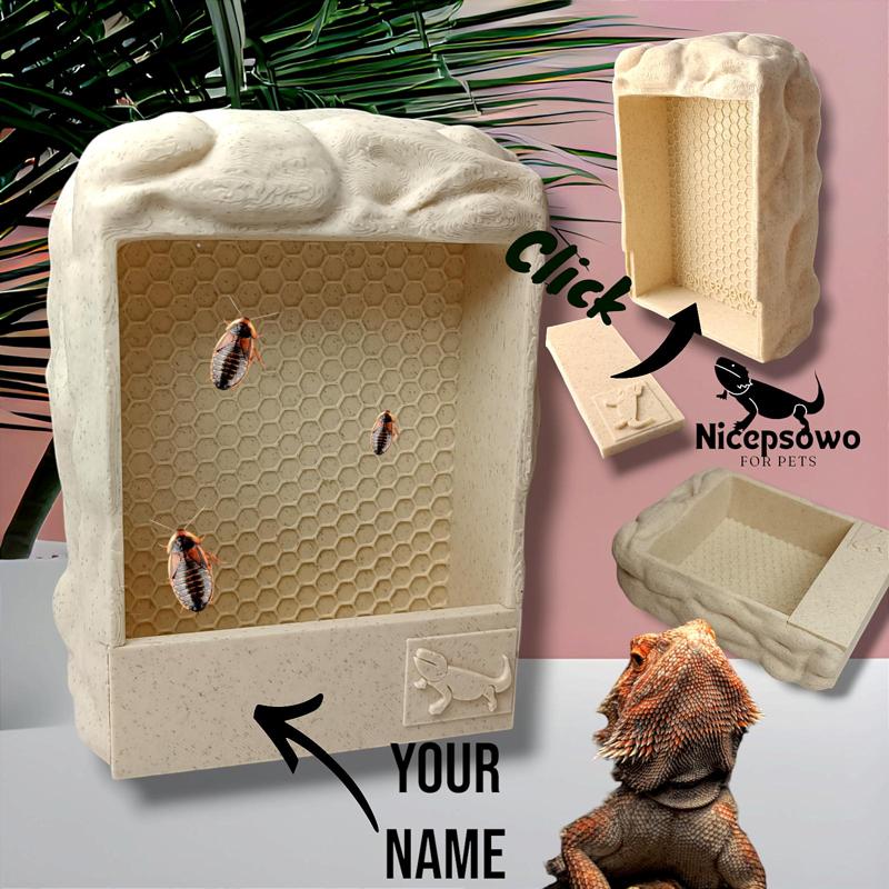 Natural Feeder for Bearded Dragon, Gecko, Chameleon. LOGO, without glue, just click