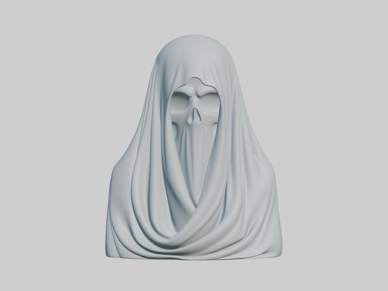 Draped Skull Sculpture