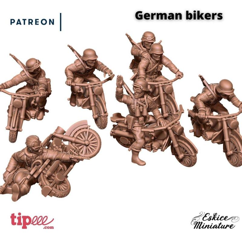 Motards Allemands WW2 - 28mm for wargame