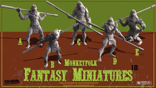 Monkeyfolk Fantasy Bundle, 5 minis - PRE-SUPPORTED