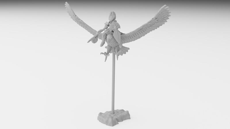 Elven Hero on Eagle Miniature (modular)