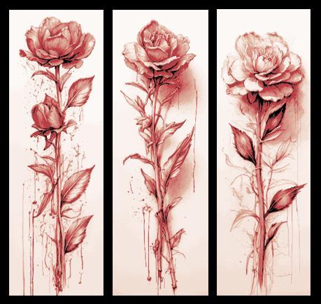 Red Roses - Almost as if Drawn by Blood - Set of 3 Bookmarks