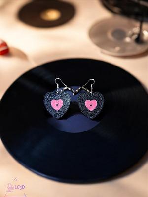 Vinyl love earrings