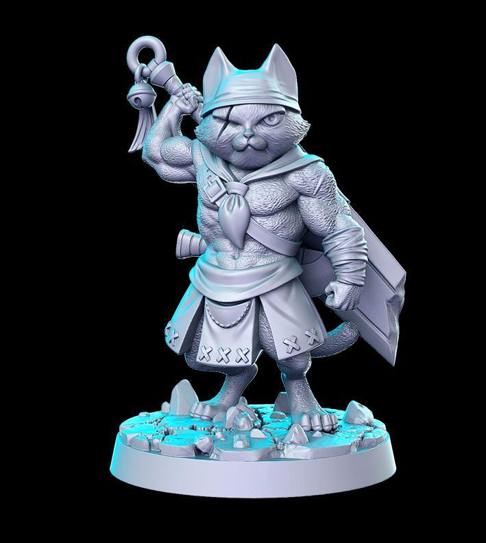 Morley (wandering cat-warrior) - 32mm - DnD