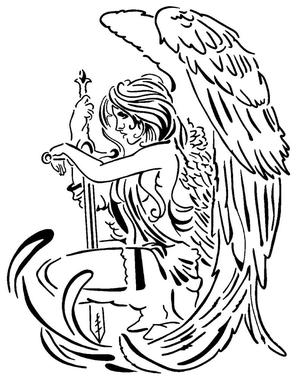 Angel girl stencil 4