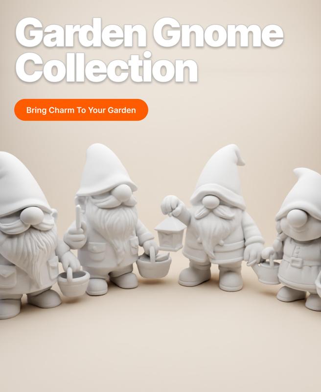 Chubby Garden Workers – 4 Unique 3D Printable Gnomes Collection