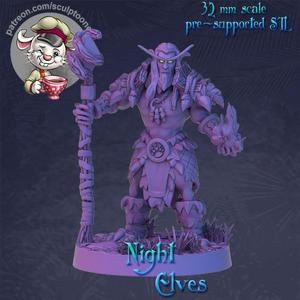 Druid Night Elf male calm posed - 32mm scale printable miniature