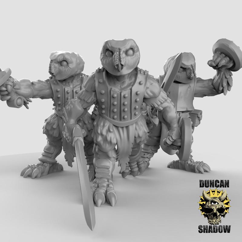 Owl folk with swords (pre supported)