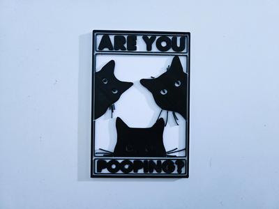 Cat toilet guard sign