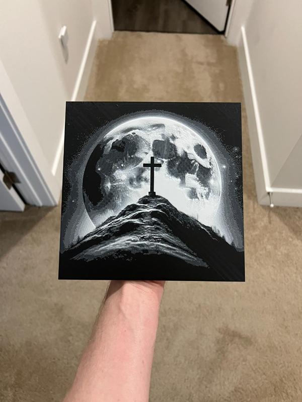 Cross and the Moon Art Hueforge