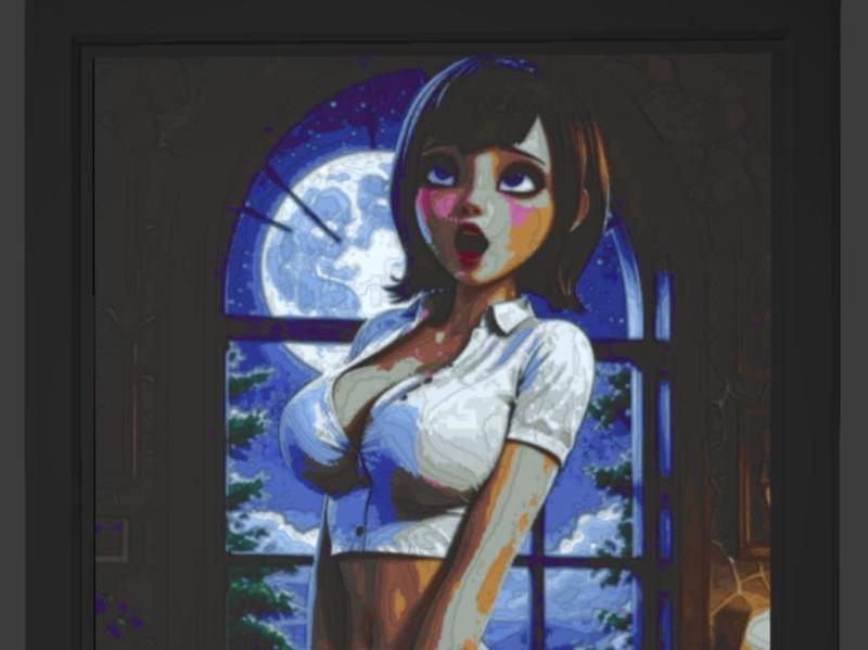 Litofania3D – Anime-Style Girl Under the Moon