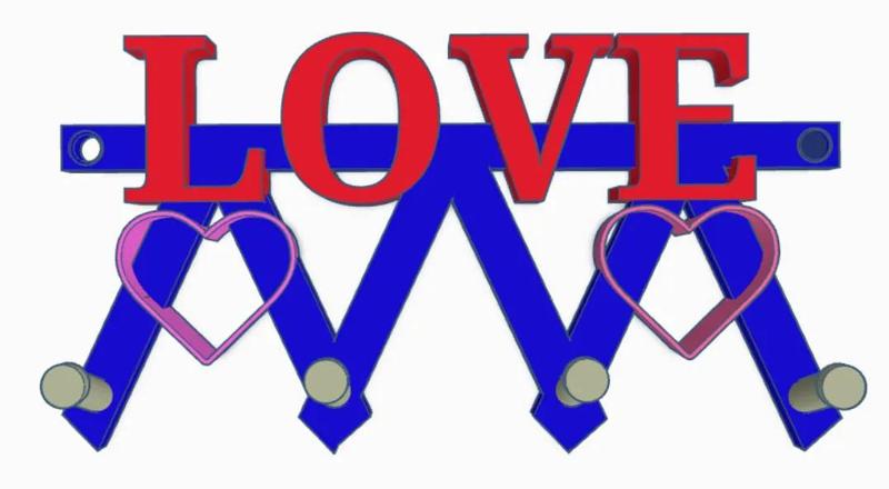 A hanger with the word LOVE   