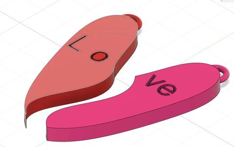 Two [iece heart keychain   
