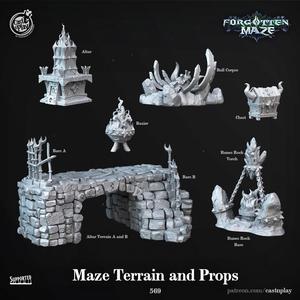Maze Terrain & Props (Pre-Supported)