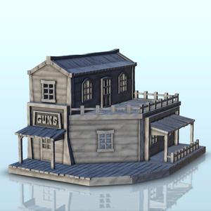 Western gun shop with floor and terrace (11) - Wild West USA America cow-boy