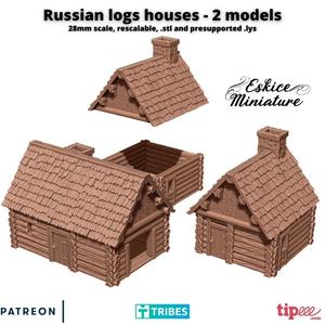 Russian log house, 2 models - Wargame 28mm