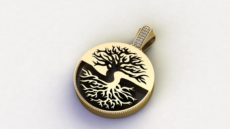 ROUND SHED TREE PENDANT 3d printable model