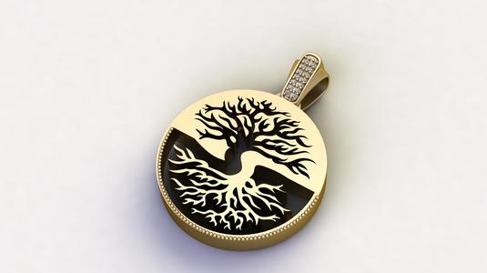 ROUND SHED TREE PENDANT 3d printable model
