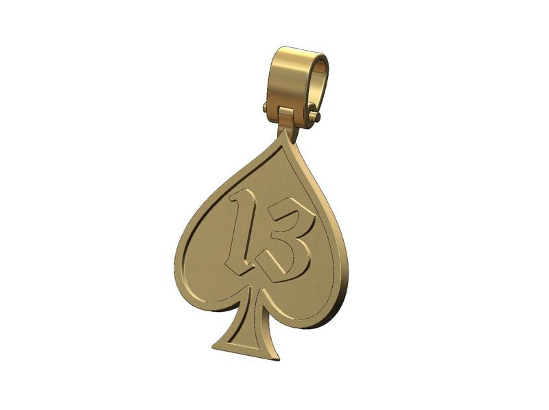 13 engraving ace of spades pendant with bail 3D print model