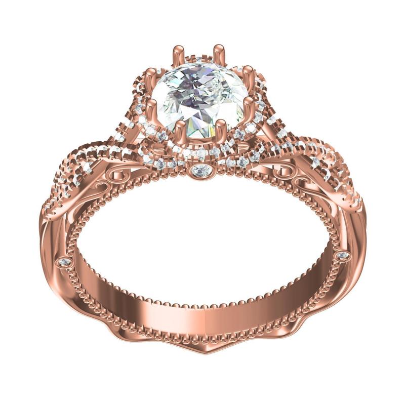 Round Diamond Twisted Uro Shank Engagement Ring