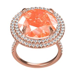 Large Round Stone Double Halo Cathedral Engagement Ring