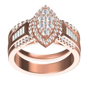 Marquise Shape Round Diamond Engagement Ring with Band