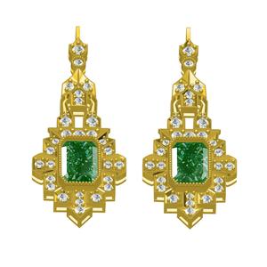 Emerald Stone Art Deco Style Earring