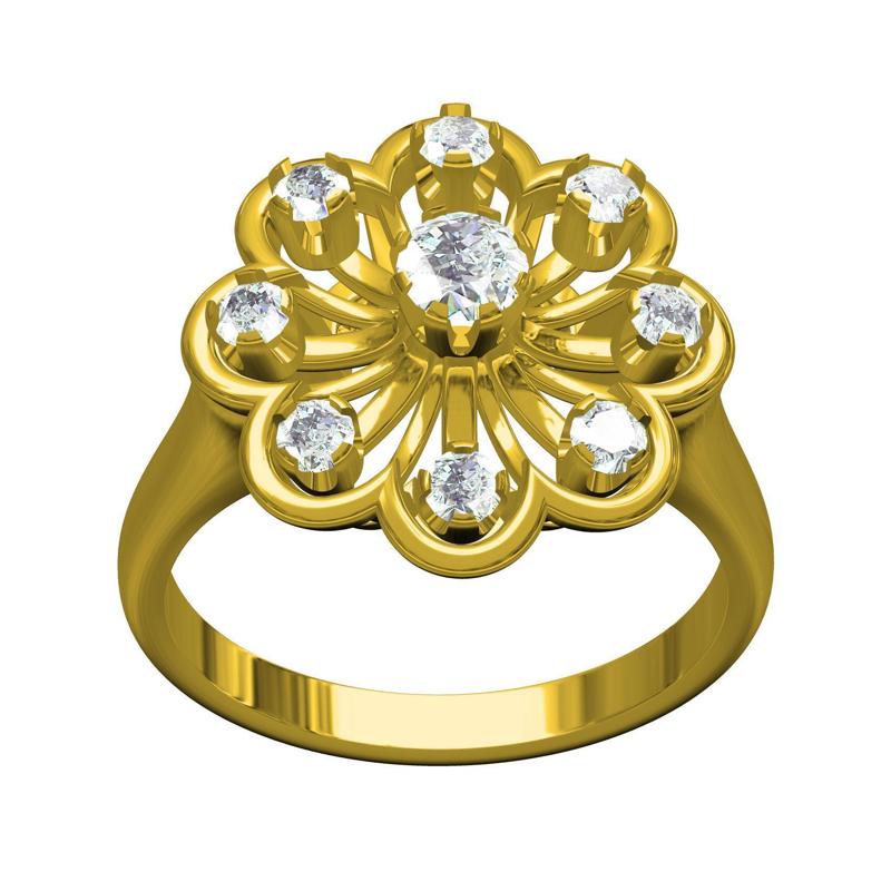 Unique Round Diamond Cluster Engagement Ring