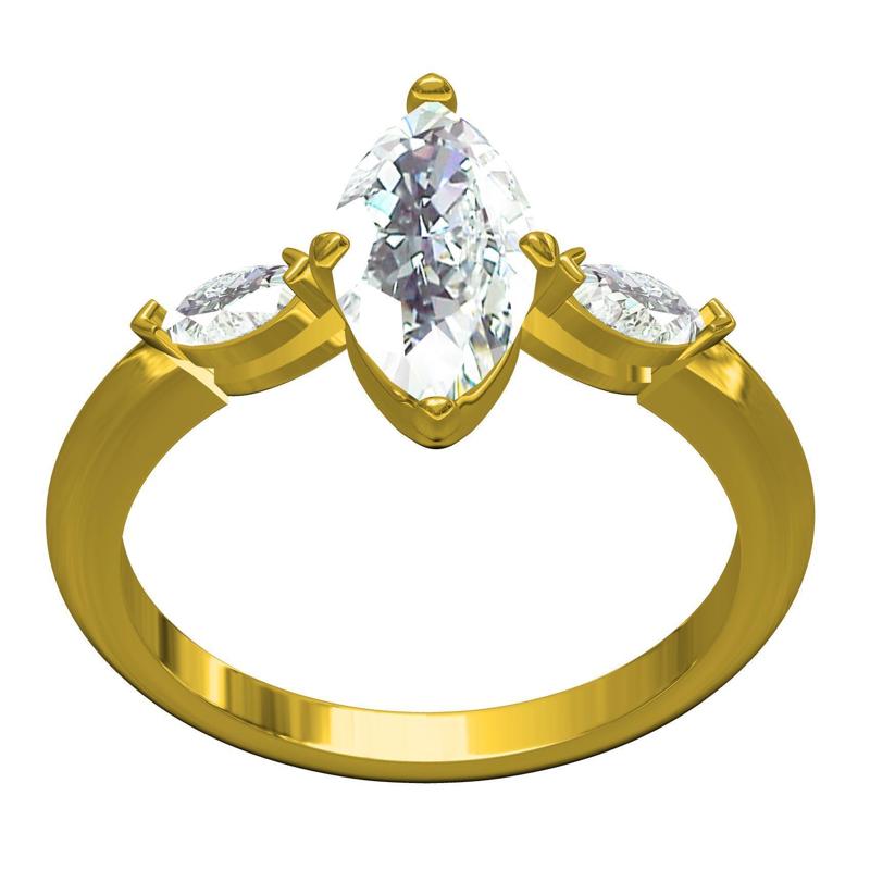 Three Marquise Stone Solitaire Engagement Ring