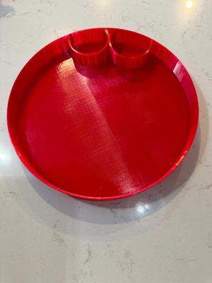 Dinner plate with two spots for dipping sauces